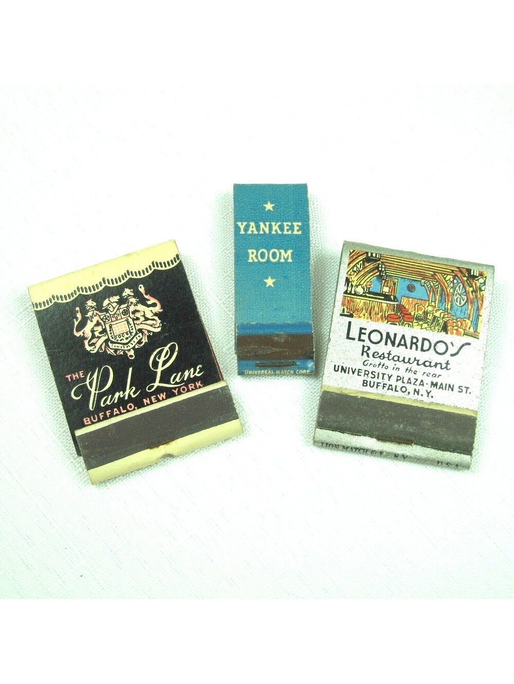 3 Vintage Matchbooks The Park Lane, Yankee Room & Leonardo's - Buffalo, New York